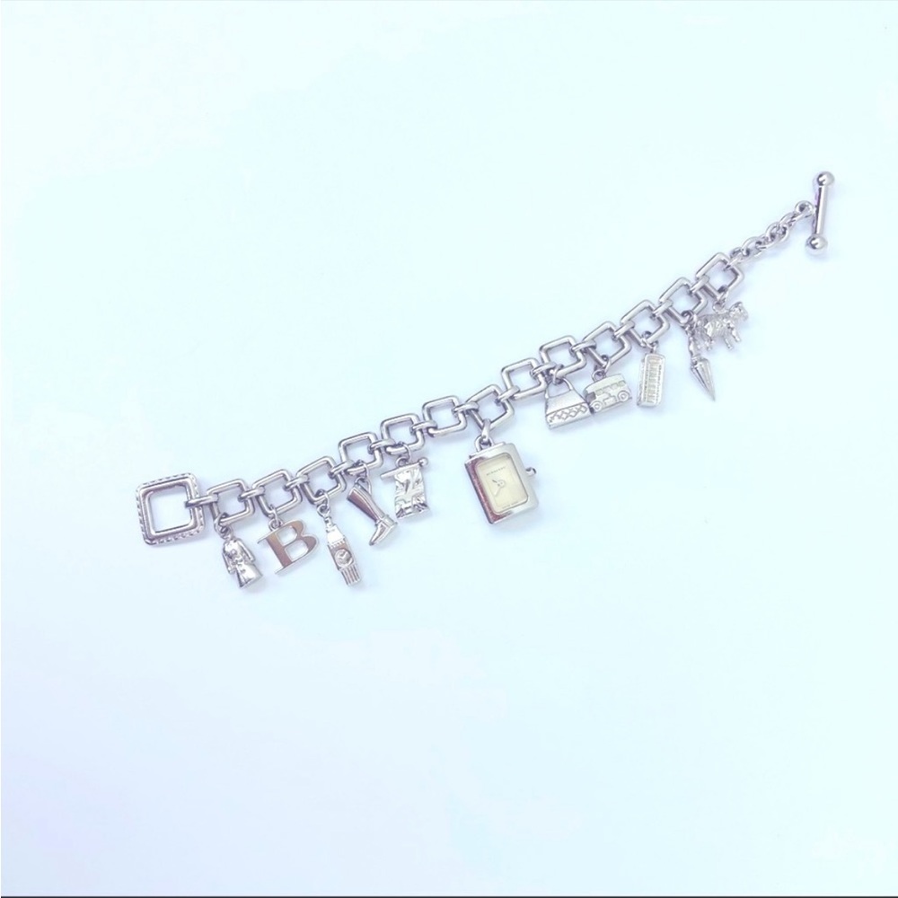 Authentic Burberry Charm watch bracelet silver ruby